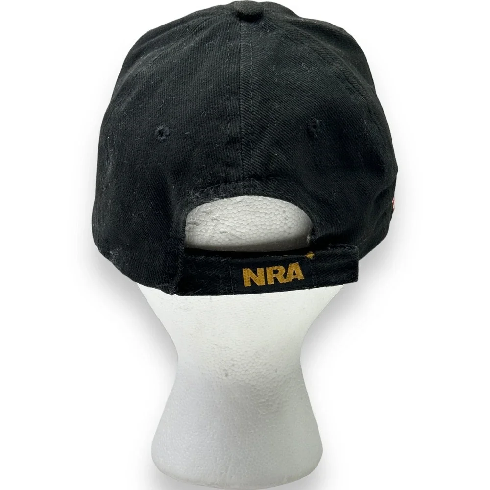 NRA Embroidered American Flag Hat Adjustable Ball Cap Black Yellow Cotton Mens